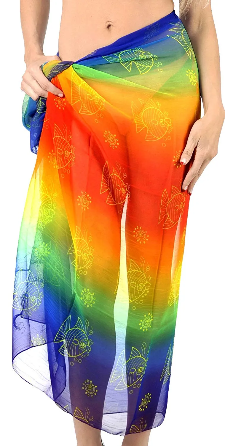 LA LEELA Beach Bikini Cover up Wrap Women Sarong Multicolor ONE Size