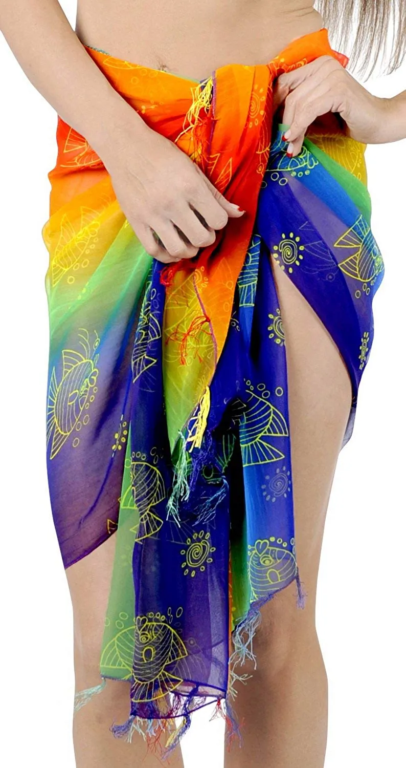 LA LEELA Beach Bikini Cover up Wrap Women Sarong Multicolor ONE Size