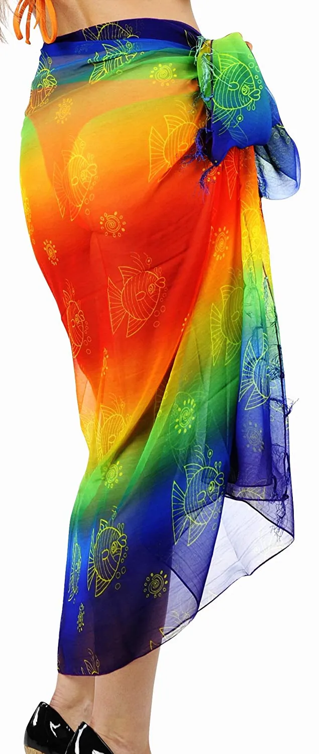 LA LEELA Beach Bikini Cover up Wrap Women Sarong Multicolor ONE Size