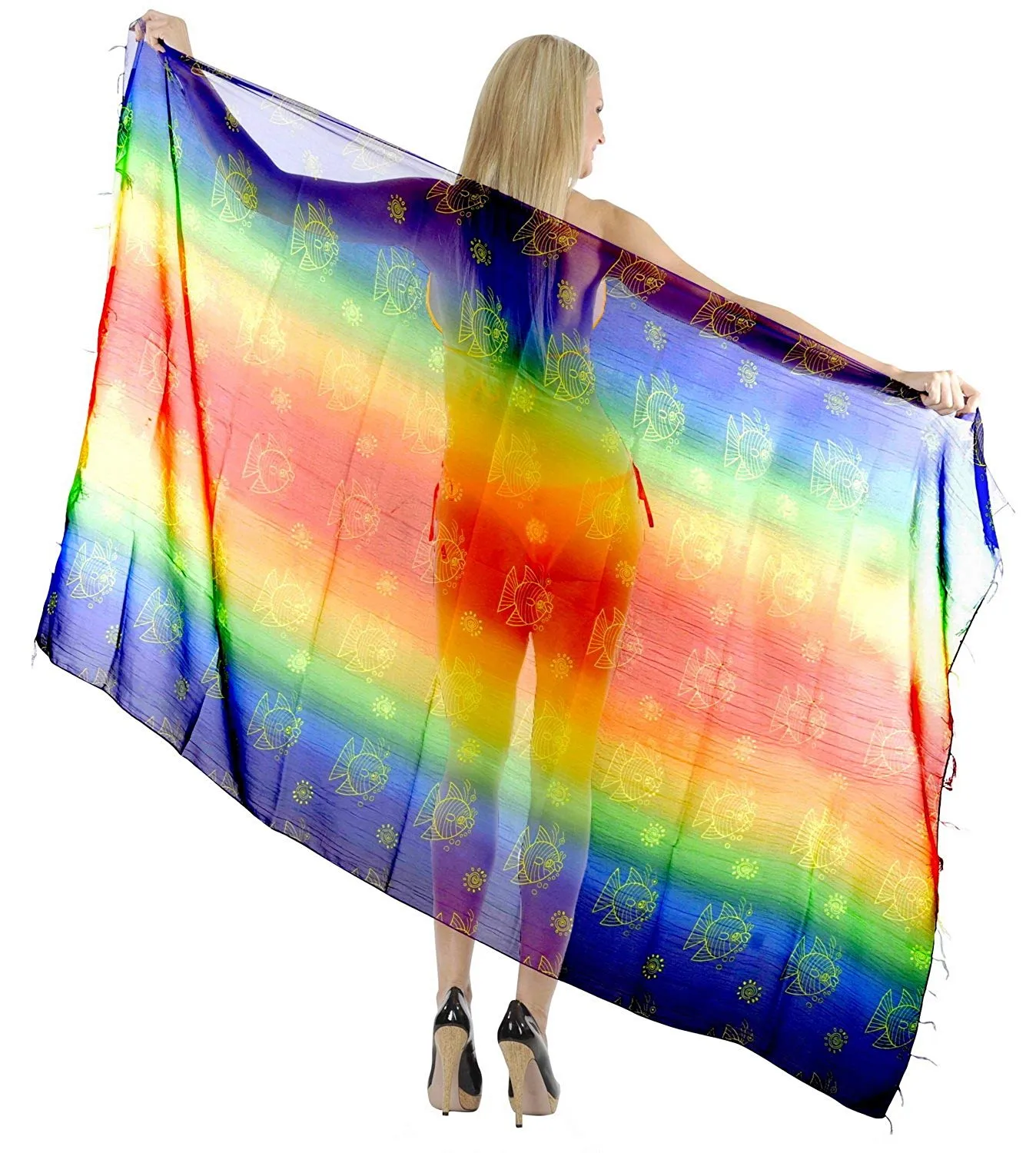 LA LEELA Beach Bikini Cover up Wrap Women Sarong Multicolor ONE Size