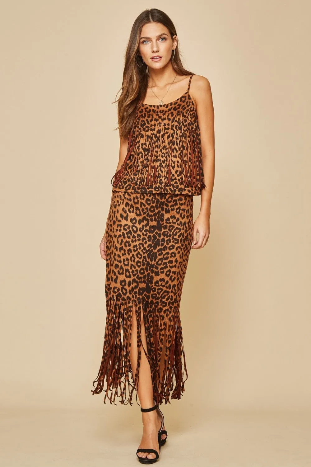 Leopard Fringe Tank Top