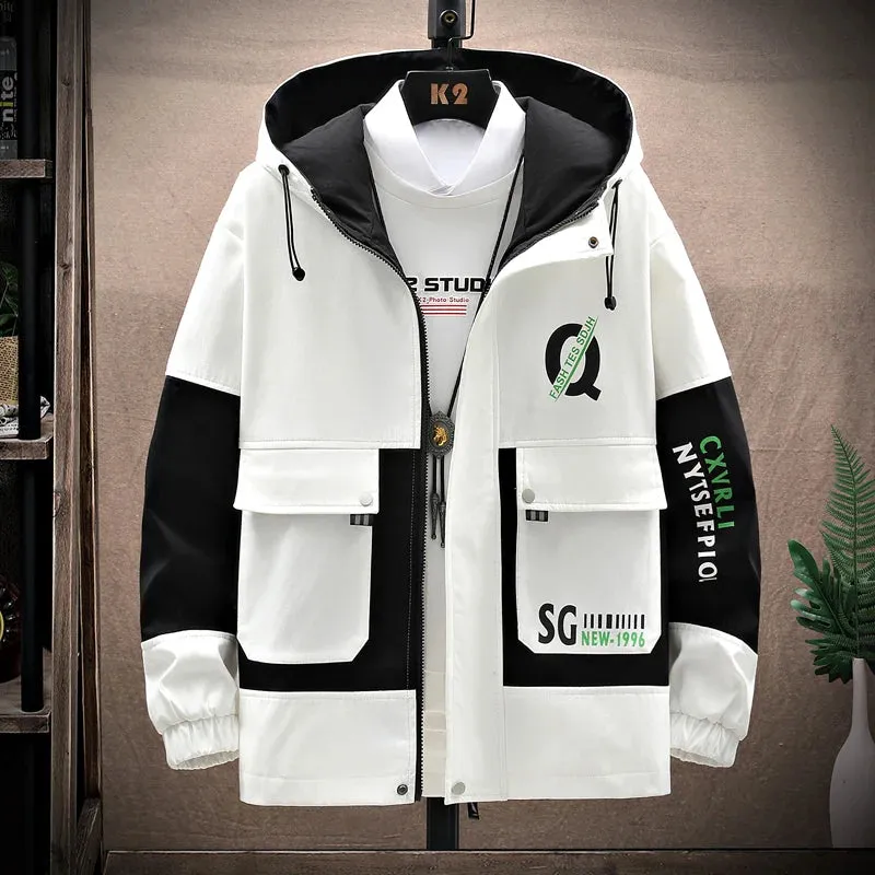 Male Windbreaker Jackets Loose Coat  Men's Clothing Spring Autumn Jackets Outdoor Sports tops cho