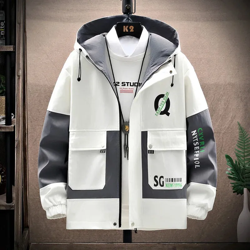 Male Windbreaker Jackets Loose Coat  Men's Clothing Spring Autumn Jackets Outdoor Sports tops cho