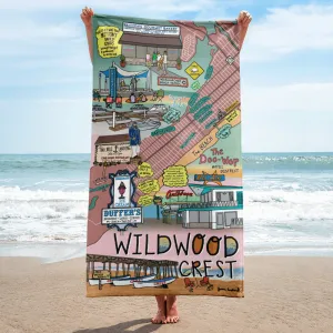 Map of Wildwood Crest, NJ Beach Towel