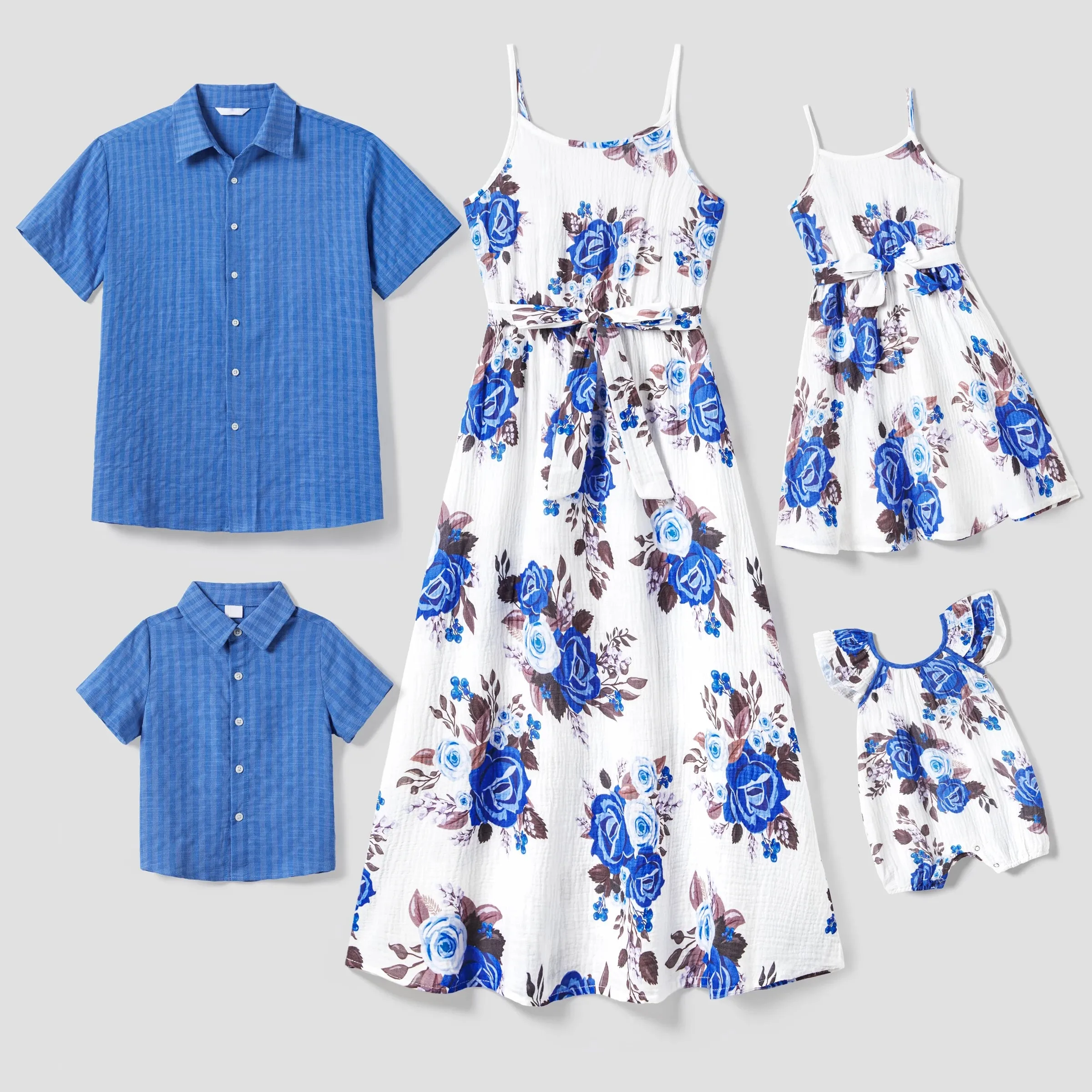 Matching Family Dress Denim Floral Print Easter Dress Plaid Dress