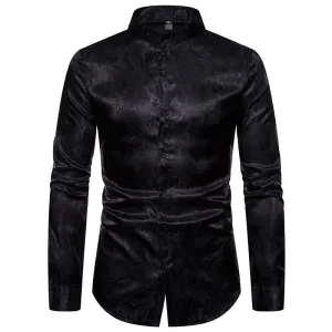 Men Embroidery Turtleneck Long Sleeves Shirt