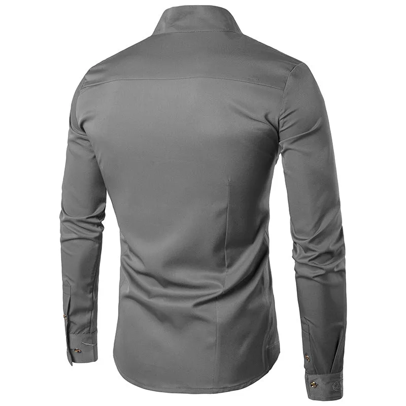 Men Turtleneck Asymmetry Long Sleeves Shirt