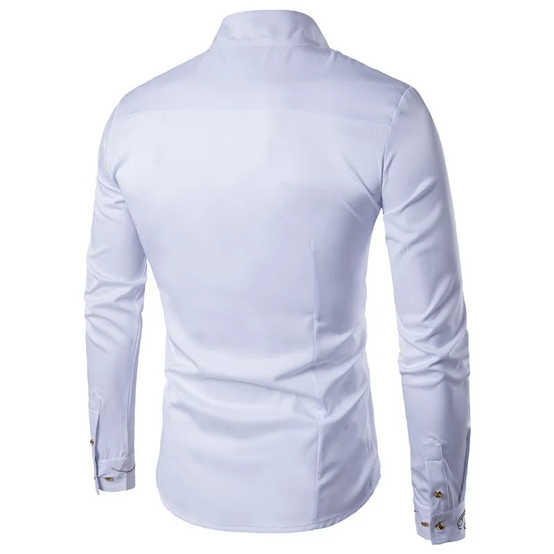 Men Turtleneck Asymmetry Long Sleeves Shirt