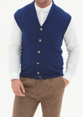 Mens Cashmere Shawl Collar Waistcoat in Midnight