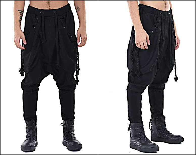 Men's Loose Casual Drop Crotch Harem Pants / Harem Jersey Jogger