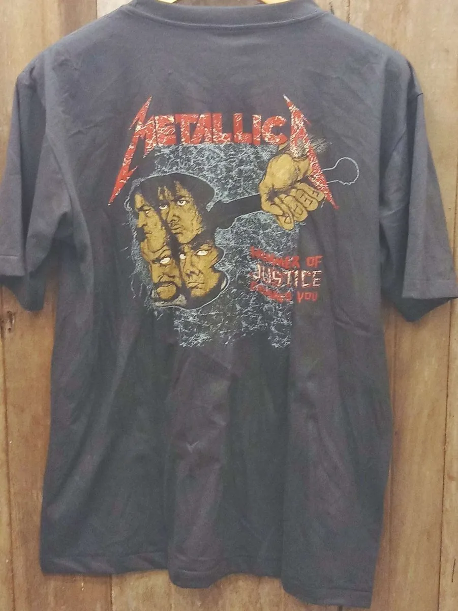 Metallica 'Damaged Justice' Hammer and Band Images Cotton T-Shirt