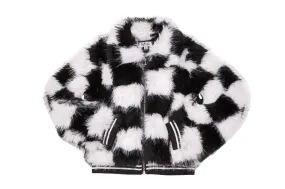 MIA New York Checker Fur Jacket