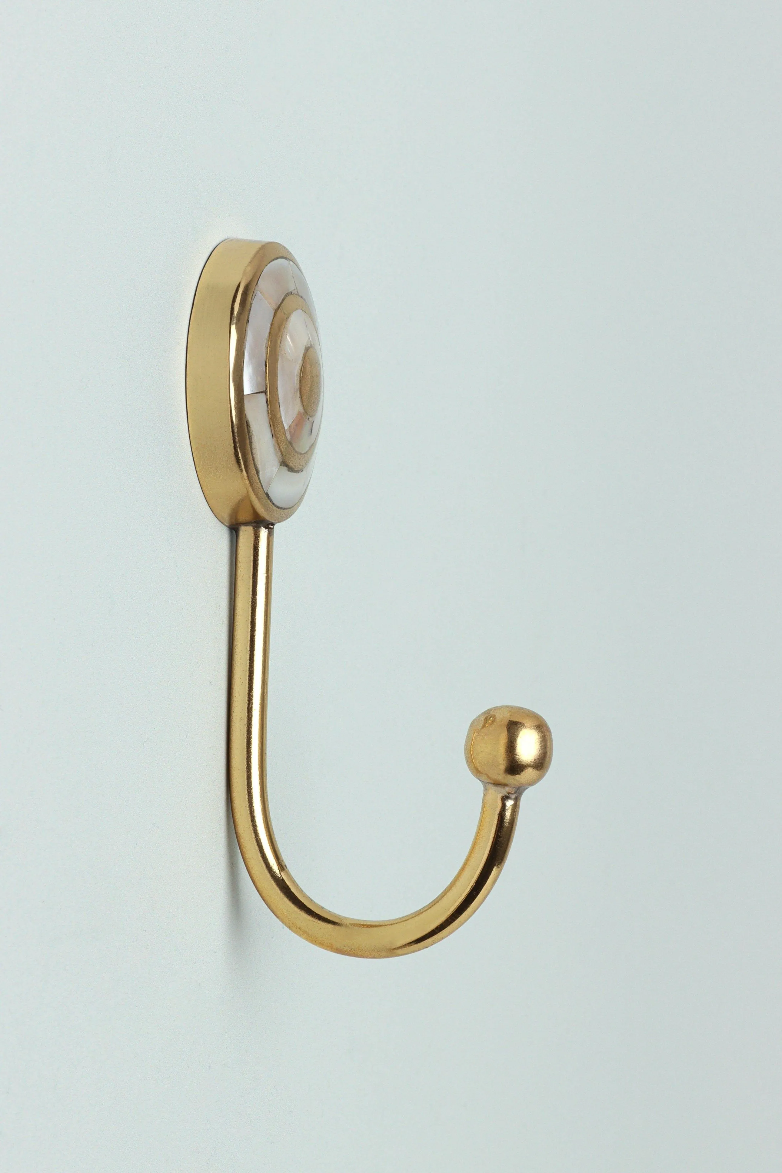 Mother Of Pearl Patterned Gold Brass Coat Hook