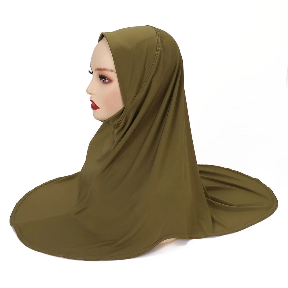 MSL352  Double layer round edge headscarf good base cap high elastic gauze scarf wholesale