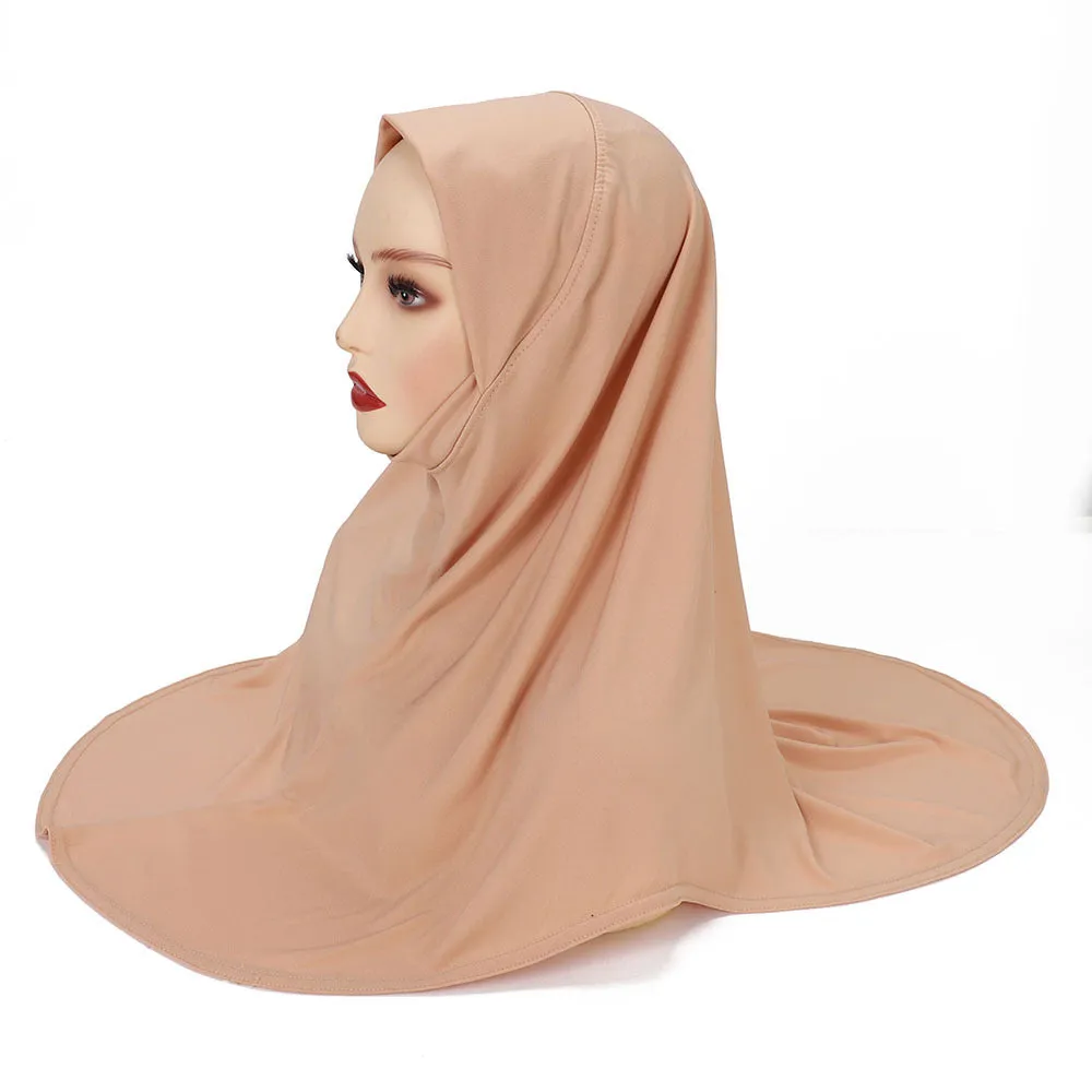 MSL352  Double layer round edge headscarf good base cap high elastic gauze scarf wholesale