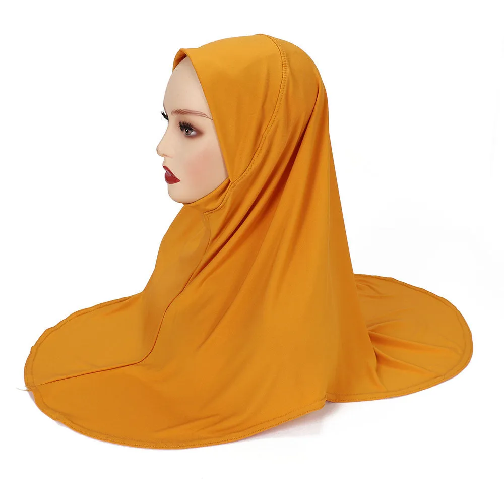 MSL352  Double layer round edge headscarf good base cap high elastic gauze scarf wholesale