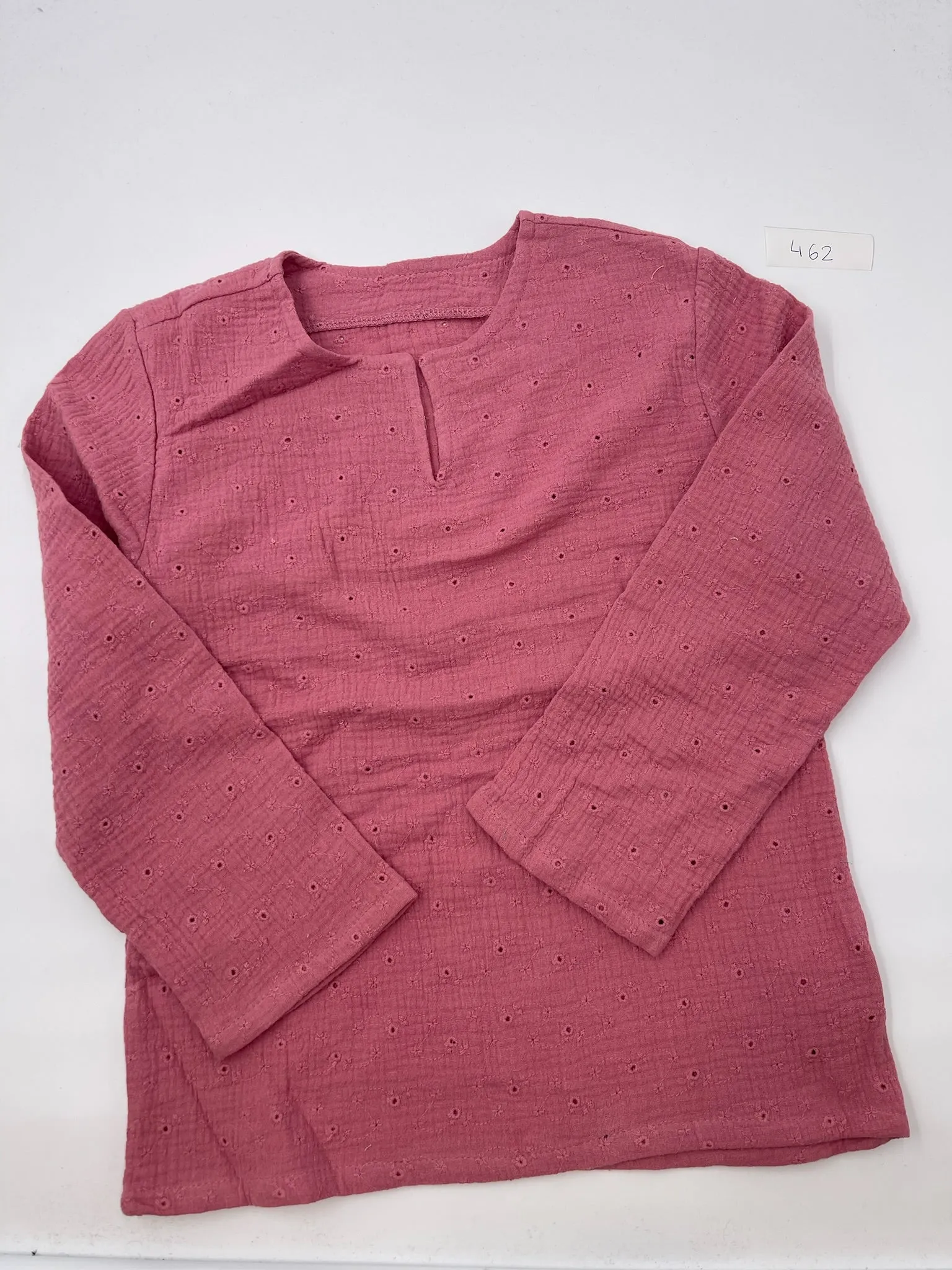 Musselin Langarm-Shirt "Stickblumen" Rosa (462)