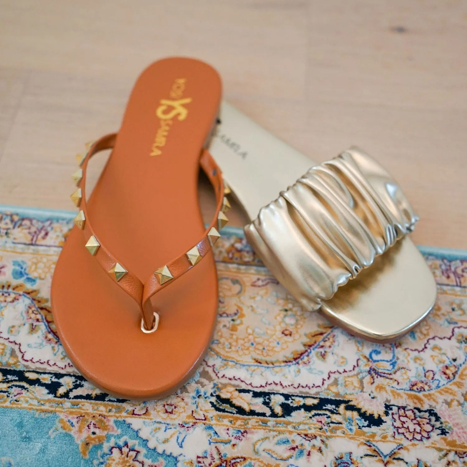 Naomi Ruched Sandal in Gold