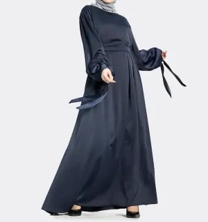 Navy Adiva Satin Abaya