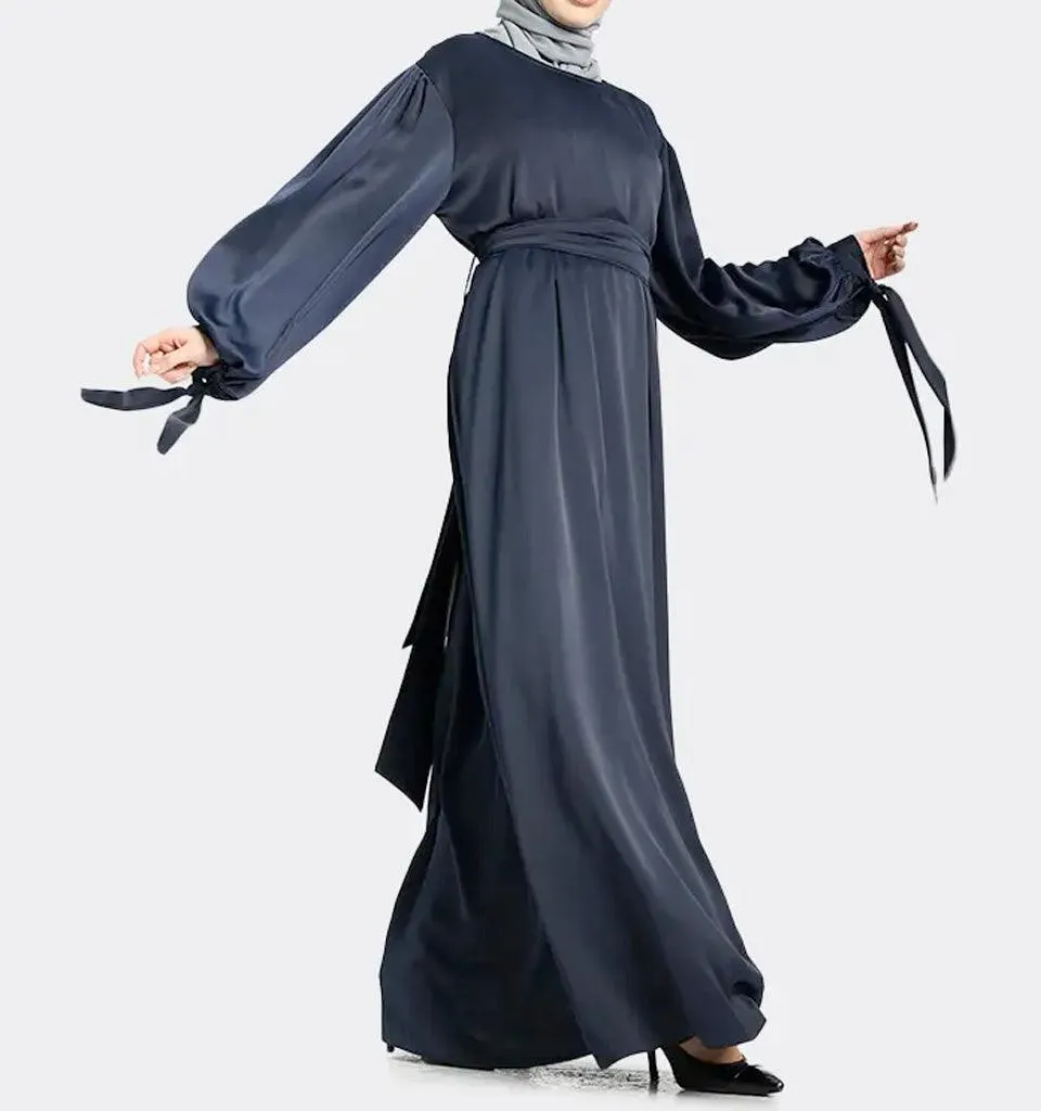 Navy Adiva Satin Abaya