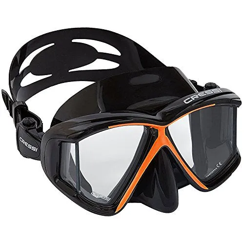 Open Box Cressi Panoramic 4 Window Dive Mask-Black / Orange