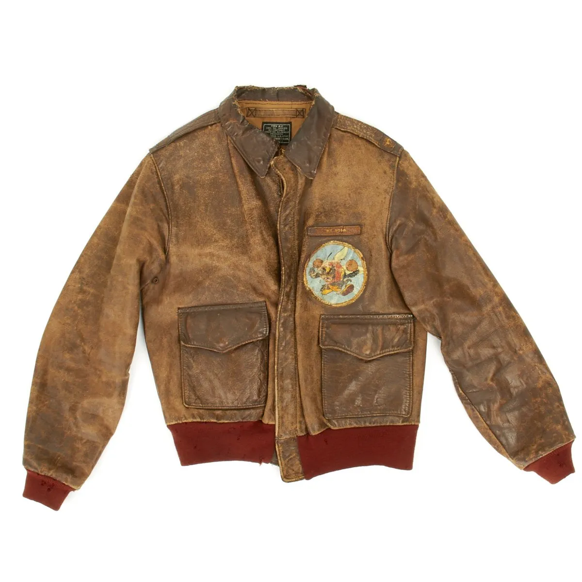 Original U.S. WWII Spitfire Pilot 307th Fighter Squadron Named A2 Leather Flight Jacket