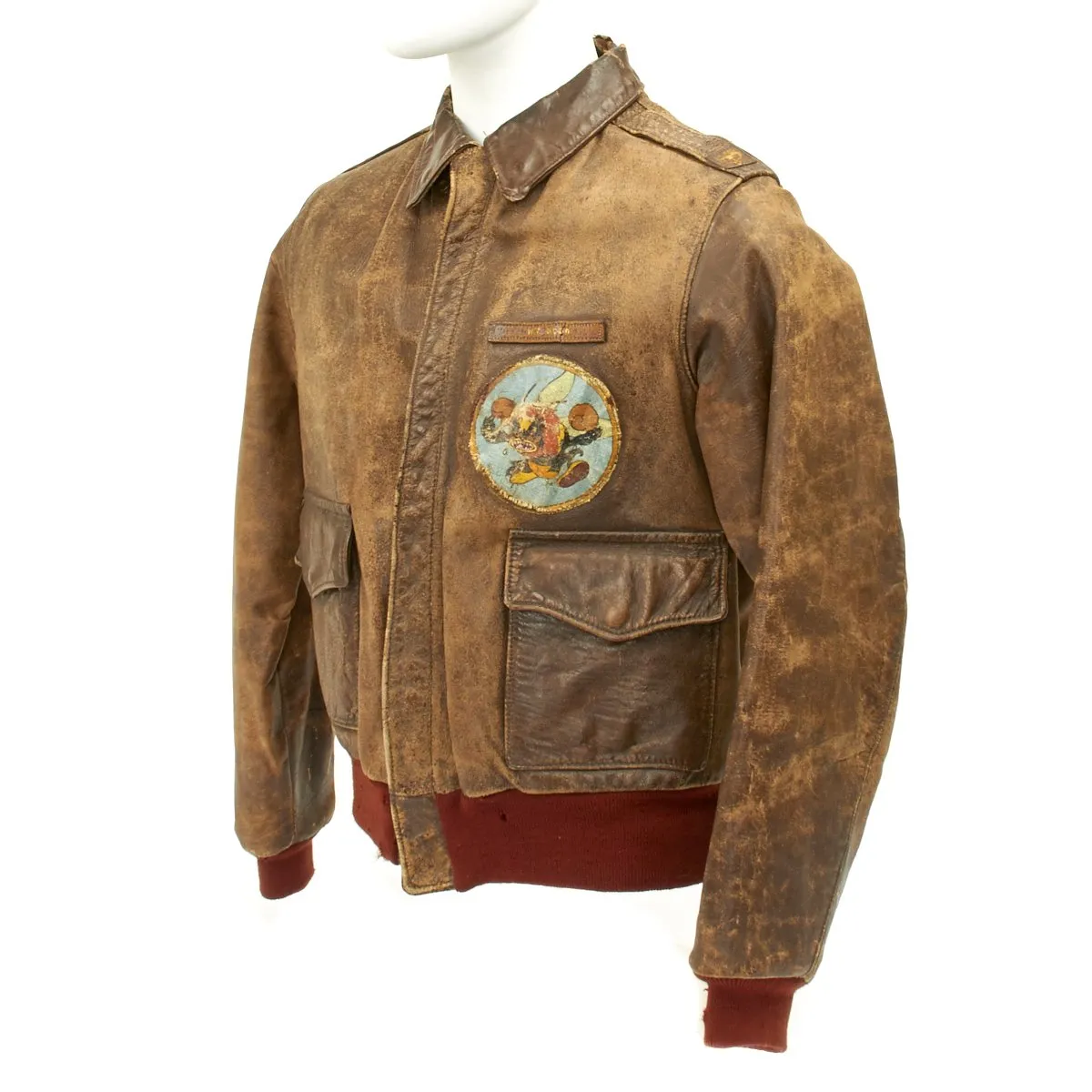 Original U.S. WWII Spitfire Pilot 307th Fighter Squadron Named A2 Leather Flight Jacket