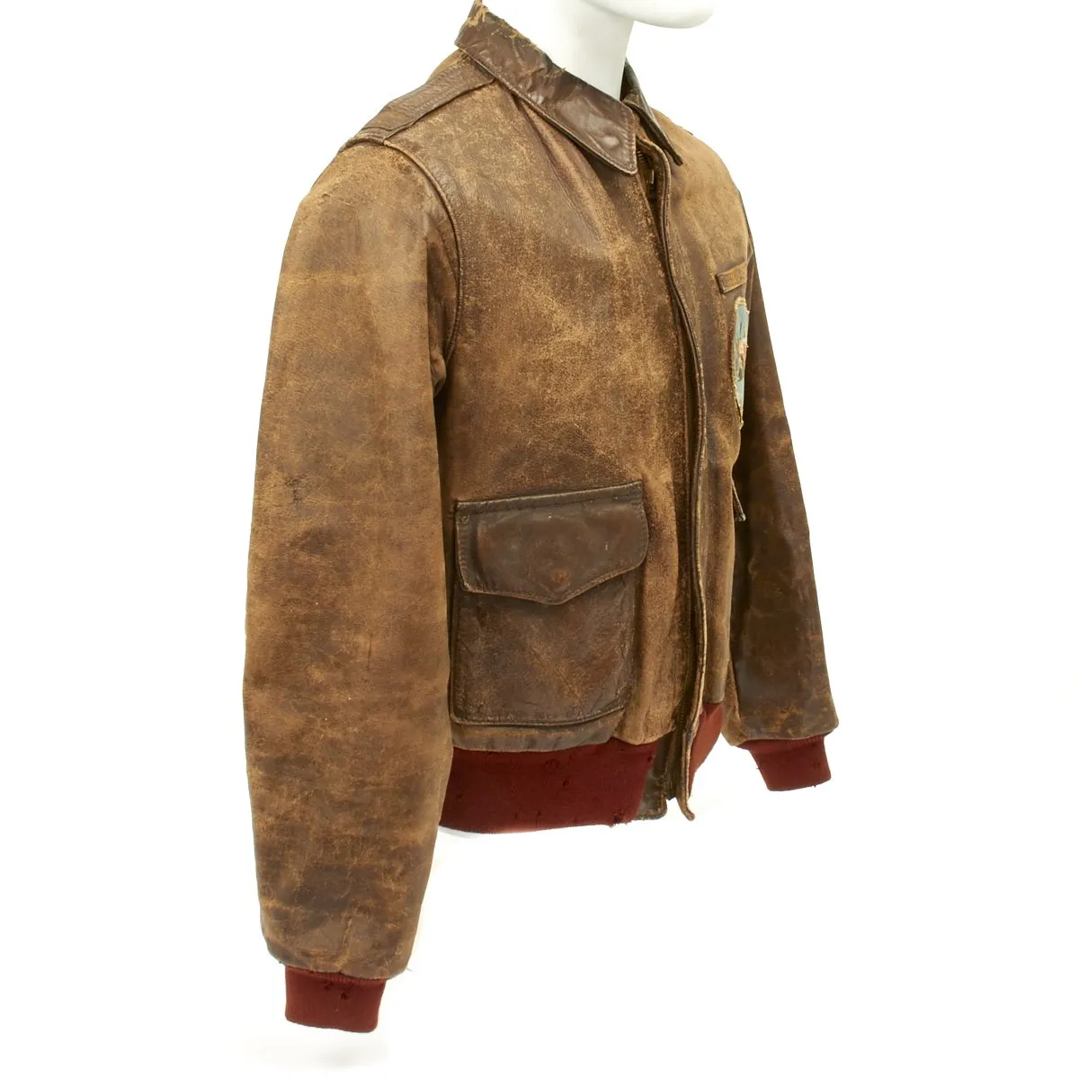 Original U.S. WWII Spitfire Pilot 307th Fighter Squadron Named A2 Leather Flight Jacket