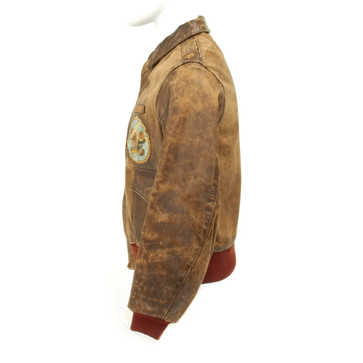 Original U.S. WWII Spitfire Pilot 307th Fighter Squadron Named A2 Leather Flight Jacket