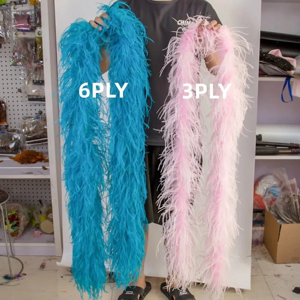 Ostrich Feathers Boa - 2m, 10 20 PLY Natural, Various Colors