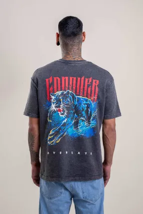 Panther Distressed Fade Heavy Weight Oversized T-Shirt