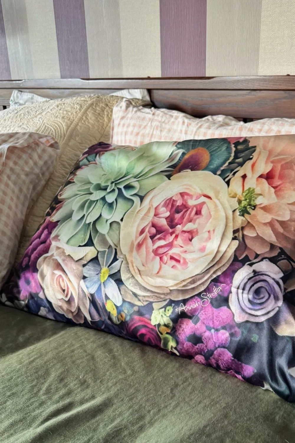 Pillow Slip - Taupe Peony