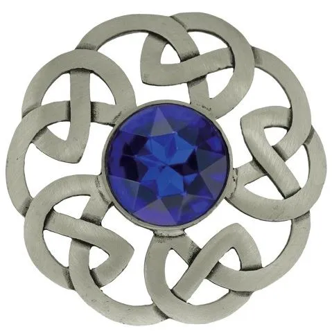 Plaid Brooch Celtic Interlace Antique with Stone