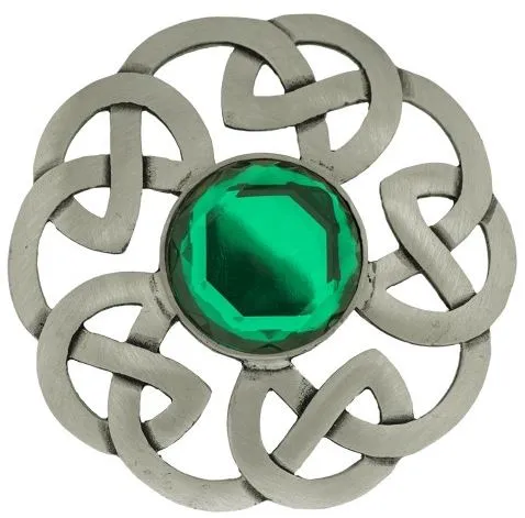 Plaid Brooch Celtic Interlace Antique with Stone