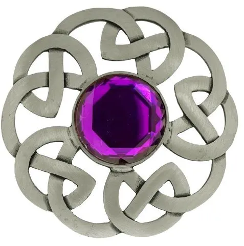 Plaid Brooch Celtic Interlace Antique with Stone