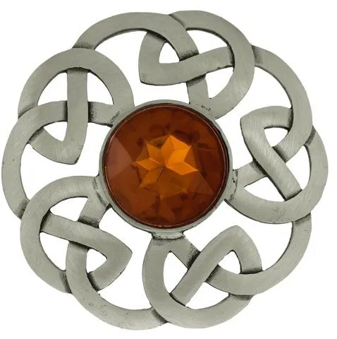 Plaid Brooch Celtic Interlace Antique with Stone