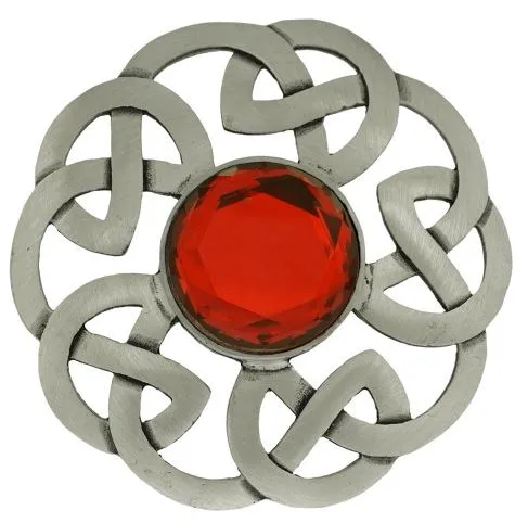 Plaid Brooch Celtic Interlace Antique with Stone