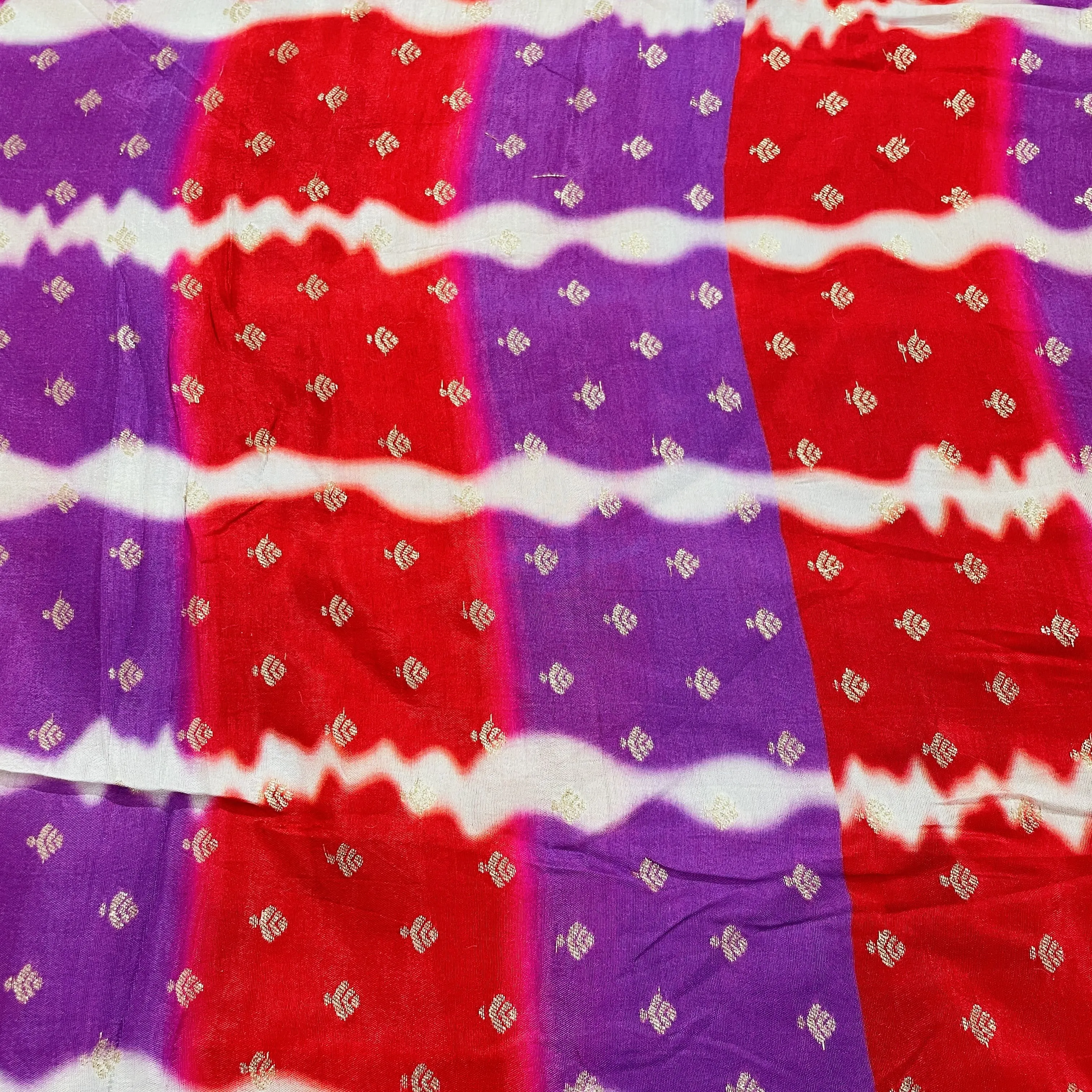 Purple & Red Shibhori Print Russian Jacquard Fabric