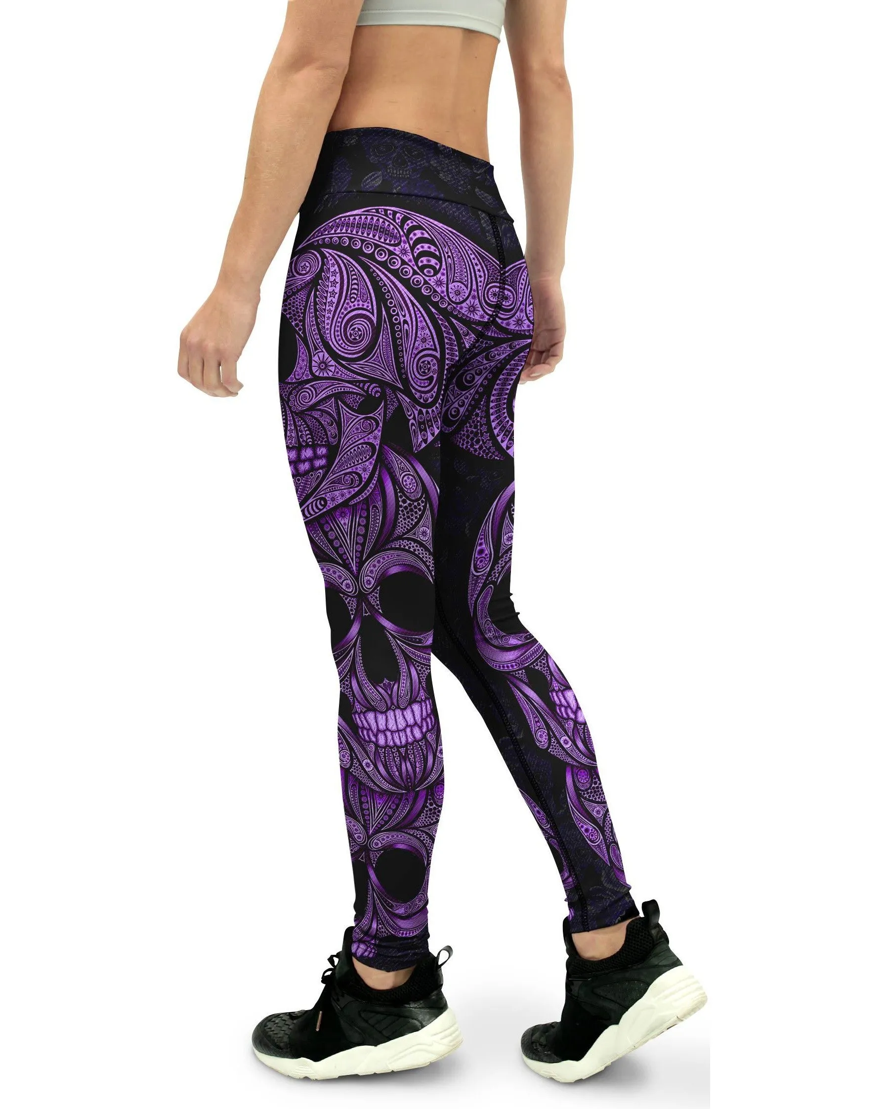 Purple Ornamental Skull Yoga Pants