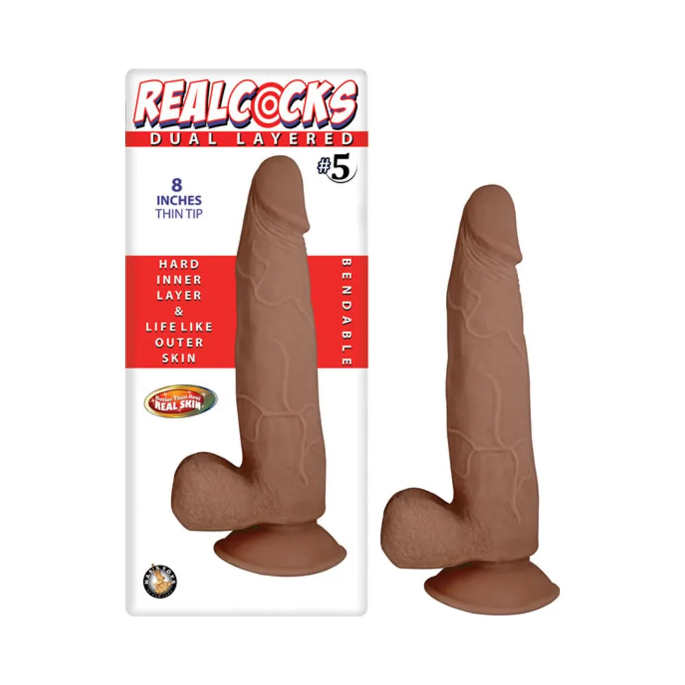 Real Cocks Dual Layered #5 Thin Tip 8 inches Dildo