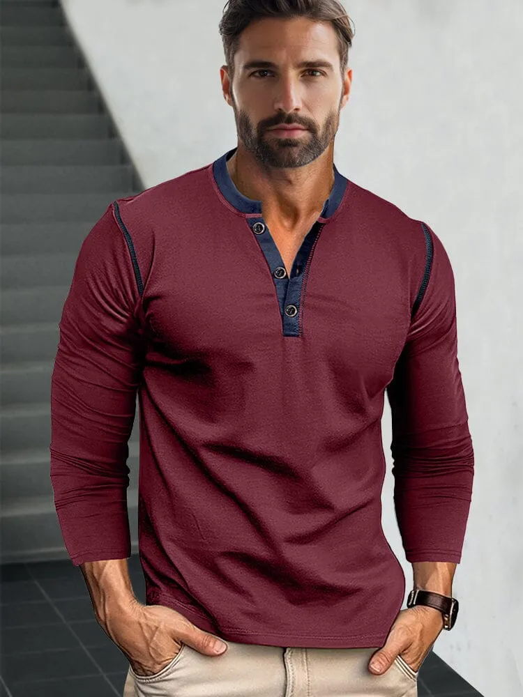 Retro Style Versatile Henley Shirt