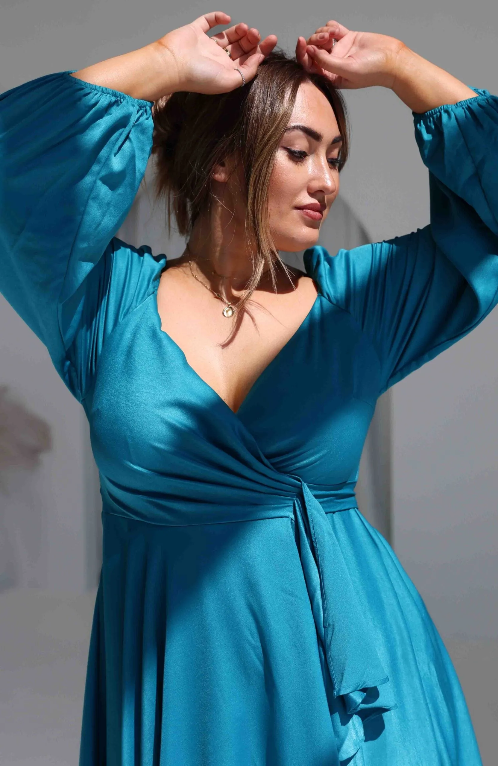 Rossetti Long Sleeve Wrap Maxi Dress - Teal Blue