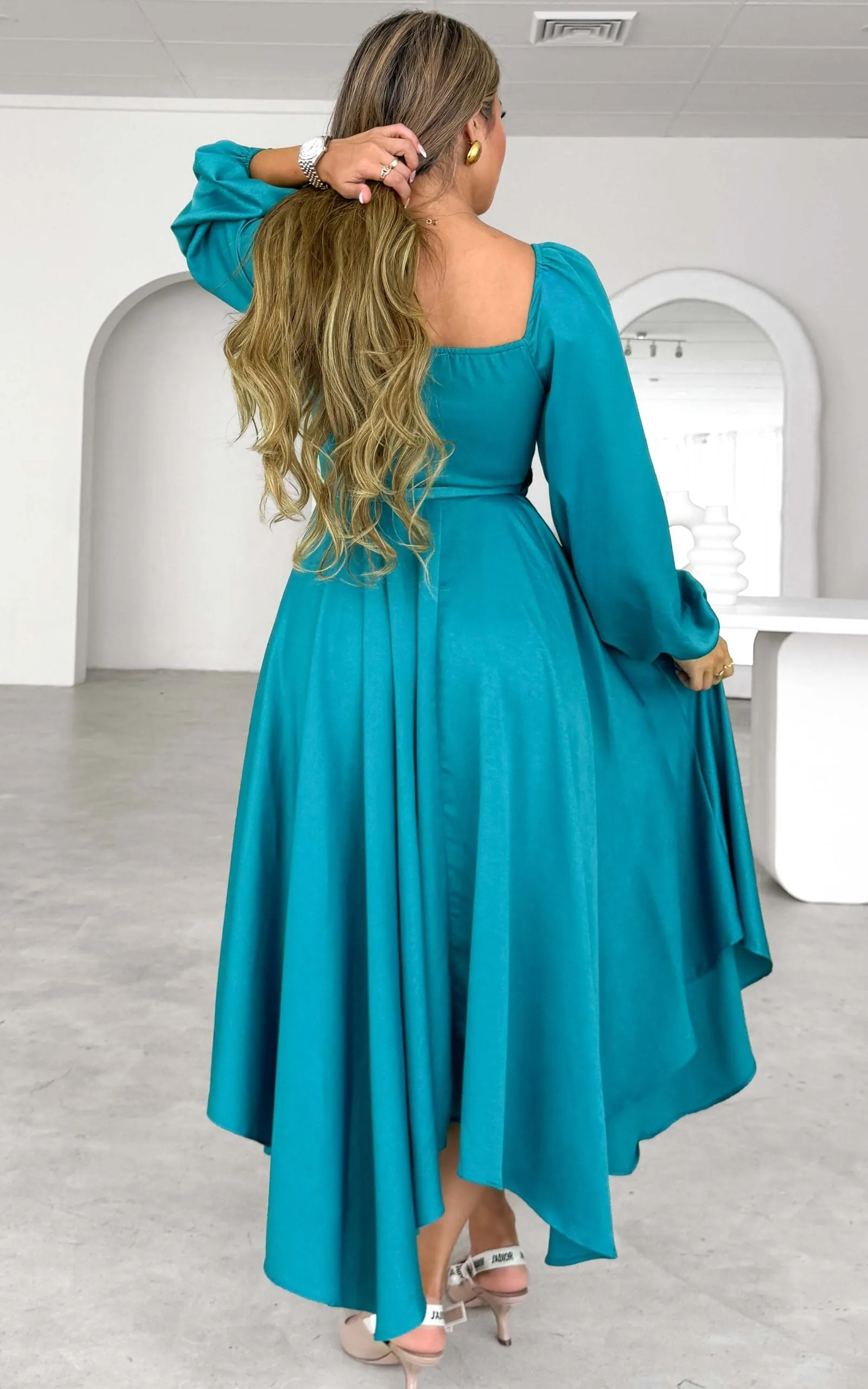 Rossetti Long Sleeve Wrap Maxi Dress - Teal Blue