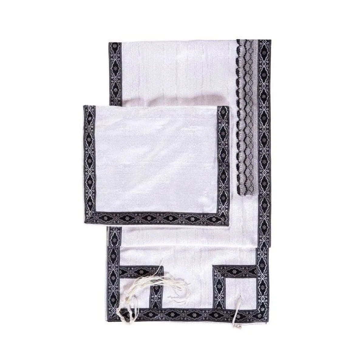 Royal Elegant White / Black Prayer Shawl Tallit Set With matching Bag