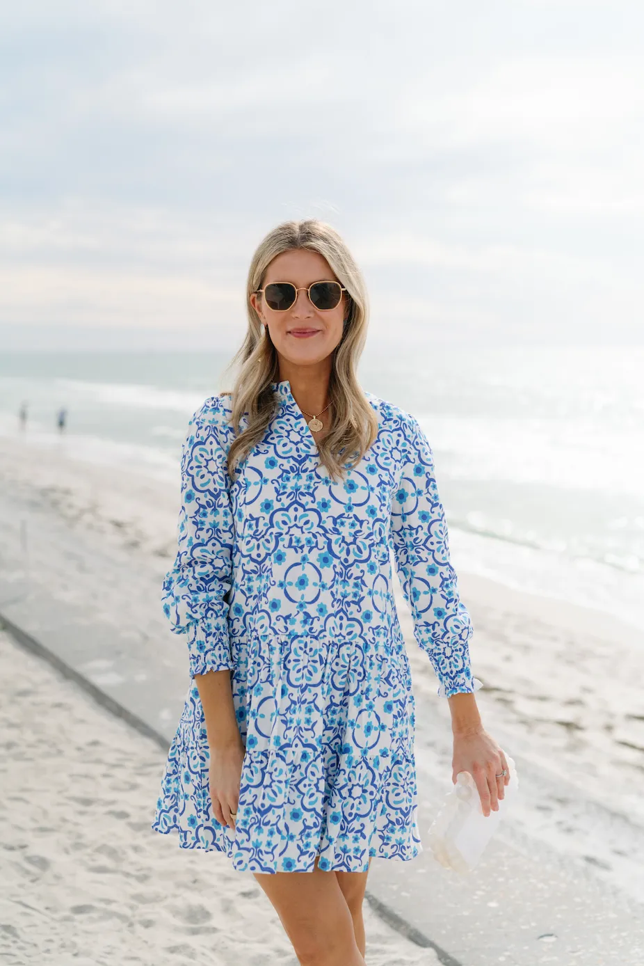 Sail to Sable Long Sleeve Tunic Flare Dress - Medallion