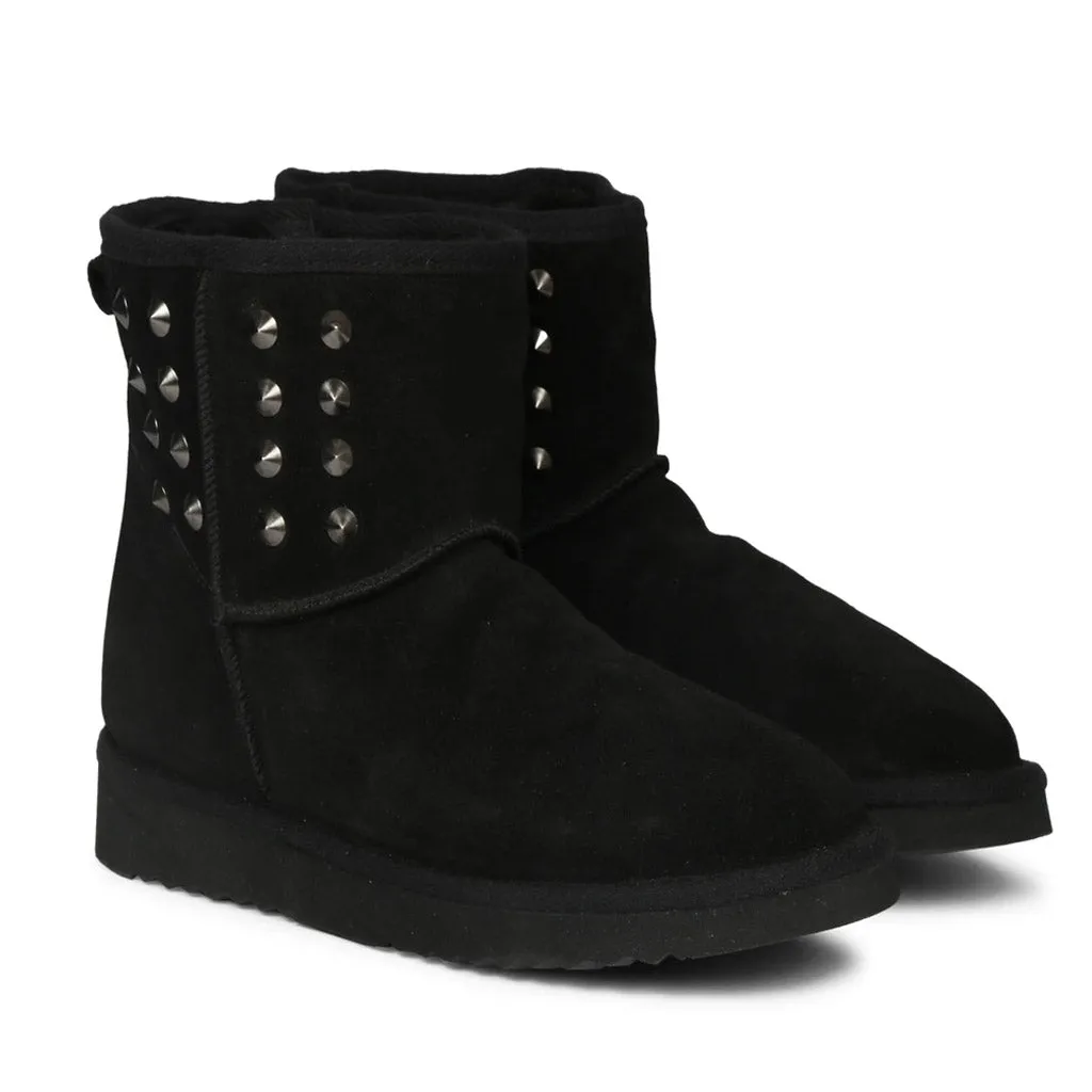 Saint Alessio Black Suede Leather Sung Boots