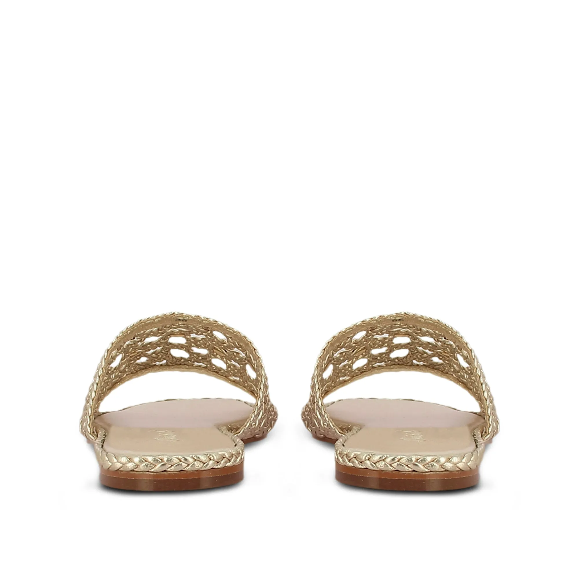 Saint Giada Platin Handcrafted Leather Woven Slides