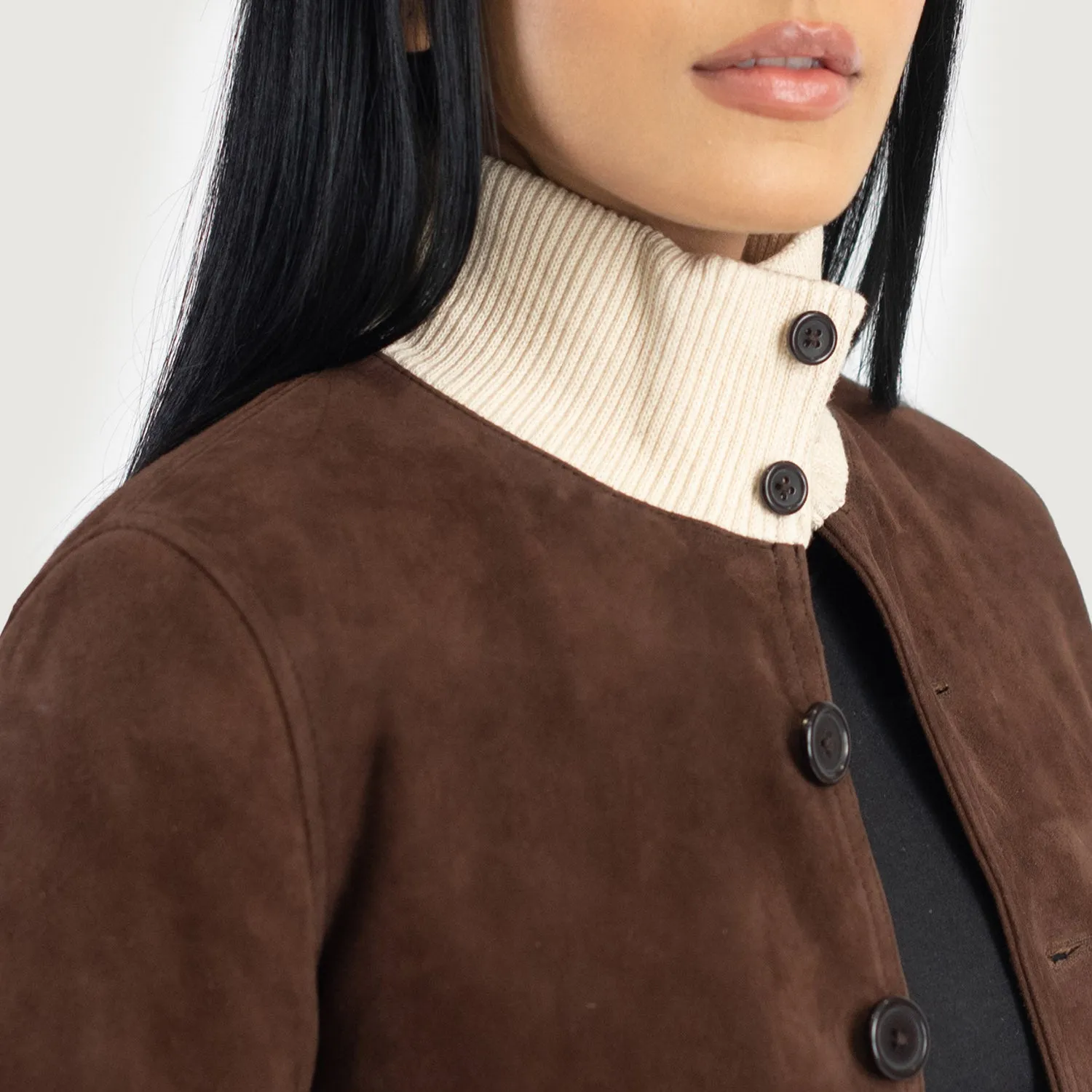 Sasha A1 Mocha Suede Bomber Jacket