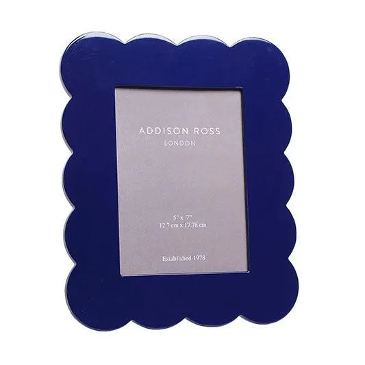 Scalloped Lacquer Photo Frame | Navy