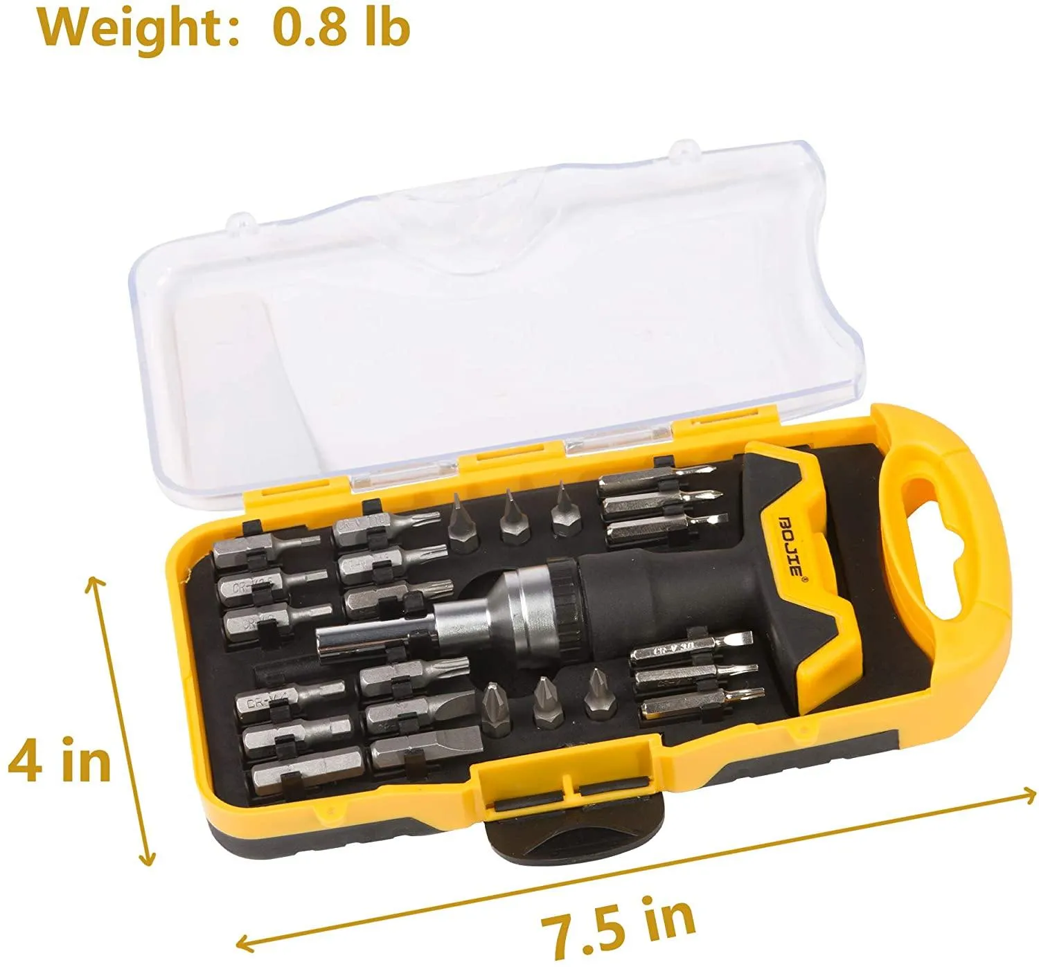 Screwdriver Set 26 PCS Professional Multi-Purpose Tool Screwdriver Bit Kit Socket with Portable Box Household Repair Tool Extension Kit Yellow